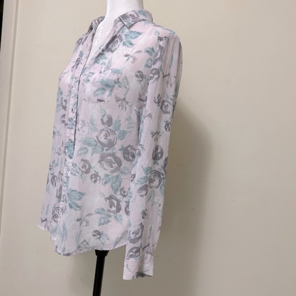 Kut from the Kloth Flora Print Semi-Fit w Back Gathered Button Up Shirt Blouse S - Picture 5 of 16
